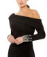 Фото #3 товара Women's Ieena Foldover Long Sleeve Jeweled Midi Dress