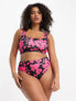 Фото #1 товара Reclaimed Vintage PLUS high waist bikini bottom in pop pink floral print
