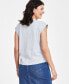 Фото #2 товара Petite Dew Drop Cotton Roll-Sleeve Tee, Created for Macy's