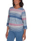 ფოტო #3 პროდუქტის Casual Fridays Women's Ruched Watercolor Crew Neck Top