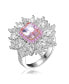 ფოტო #1 პროდუქტის Sterling Silver White Gold Plated Radiant Morganite with Clear Cubic Zirconia Halo Ring