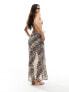 Фото #7 товара Candypants zebra print low rise maxi beach skirt in brown