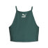 Фото #1 товара Puma T7 Shiny Crew Neck Crop Top Womens Green Casual Athletic 62146243