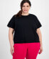 Фото #1 товара Plus Size Comfort Flow Drawcord T-Shirt, Created for Macy's