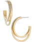ფოტო #2 პროდუქტის 18k Gold-Plated Medium Pavé Triple-Row C-Hoop Earrings, 1.12", Created for Macy's