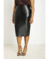 Plus Size Faux Leather Column Midi Skirt - 28, Black