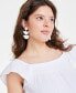 Фото #3 товара Women's Cotton Gauze Flutter-Sleeve Top, Created for Macy's