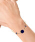 ფოტო #2 პროდუქტის EFFY® Lapis Lazuli, Freshwater pearl (4-1/2mm),& Sapphire (1/2 ct. t.w.) Station Bracelet in 14k Gold