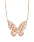 ფოტო #2 პროდუქტის Cubic Zirconia Red Ombre Butterfly Pendant 18" Necklace in Silver Plate, Gold or Rose Gold Plate