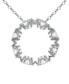 ფოტო #1 პროდუქტის Cubic Zirconia Heart Stones "Mom" Circle Pendant Necklace in Sterling Silver, 16" + 2" extender, Created for Macy's