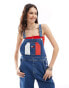 Фото #3 товара Tommy Jeans retro flag dungarees in mid wash