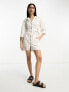 ASOS DESIGN linen utility batwing shirt mini dress with nipped in waist in ivory