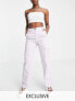 Фото #1 товара Stradivarius STR straight leg cargo trouser in washed lilac