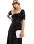 Miss Selfridge Petite tie front midi tea dress in black polka dot Schwarz mit Schleifen-Polka-Dots, 34 - фото #4