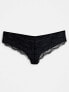 ASOS DESIGN Curve 3 pack thong in no VPL & lace in black