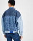 Men's Regular-Fit Colorblocked Logo-Print Denim Jacket