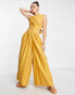 Фото #1 товара ASOS DESIGN blouson bodice cut out jumpsuit with wide leg in mustard