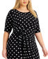 Plus Size Dot-Print Side-Tab Sheath Dress