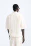 100% linen irregular textured overshirt