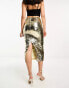 Starlet embellished midaxi skirt in gold liquid sequin