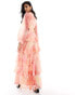 Pretty Lavish balloon sleeve tiered midaxi dress in pink floral