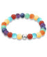 ფოტო #3 პროდუქტის Genuine Stone Bead Stretch Bracelet with Silver Plate or Gold Plate Bead Accent