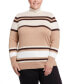 Plus Size Long Sleeve Striped Turtleneck Sweater