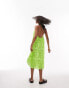 Фото #4 товара Topshop embroidered tie halter neck midi dress in lime