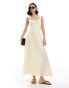 Фото #2 товара ASOS DESIGN cutwork maxi sundress in all over broderie with ruched bust in honeydew yellow