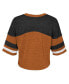 ფოტო #3 პროდუქტის Big Girls Burnt Orange Distressed Texas Longhorns Sunday Friday Sleeve Stripe Jersey T-shirt