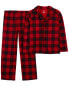 Kid 2-Piece Buffalo Check Fleece Coat Style Pajamas 8