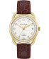 Фото #1 товара LIMITED EDITION Women's Swiss Automatic Joseph Bulova Brown Leather Strap Watch 34.5mm