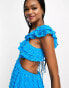 ASOS DESIGN Tall frill cutout mini skater dress in bright blue