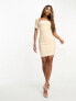 Фото #3 товара Vesper square neck bodycon mini dress in stone