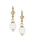 Classic Elegant Simple Round White Onyx Dangle Lever Back Drop Ball Earrings For Women Polished Yellow 18K Gold Plated Brass 8MM