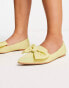 ASOS DESIGN Wide Fit Lake bow pointed ballet flats in lemon