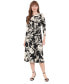 ფოტო #1 პროდუქტის Petite Printed 3/4-Sleeve Midi Dress