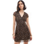 Фото #2 товара New Look mesh mini tea dress in leopard print