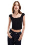 Фото #1 товара Mango puff sleeve tie front blouse in black