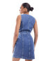Фото #8 товара Tommy Jeans Belted Zip-Thru Denim Bodycon Dress in Blue