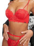 We Are We Wear lace longline padded balconette bra in red