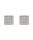 ფოტო #3 პროდუქტის Round Cut Natural Certified Diamond (0.77 cttw) 14k Yellow Gold Earrings Square Tile Design