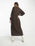 Vero Moda Tall button through maxi dress in brown