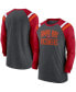 Men's Heathered Charcoal and Red Tampa Bay Buccaneers Tri-Blend Raglan Athletic Long Sleeve Fashion T-shirt