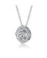 Фото #2 товара Sterling Silver White Gold Plated with 1ctw Lab Created Moissanite Round Halo Vintage Style Pendant Necklace