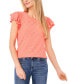 Фото #1 товара Women's Ruffled Short-Sleeve Eyelet Knit Top