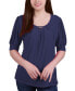 ფოტო #1 პროდუქტის Petite Short Sleeve Balloon Sleeve Top