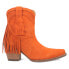 Dingo Fandango Fringe Snip Toe Cowboy Booties Womens Orange Casual Boots DI187-8