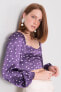 Фото #10 товара Женская укороченная блузка с длинным объемным рукавом и геометричным вырезом Factory Price
