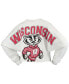 Women's White Wisconsin Badgers Raw Hem Cropped Long Sleeve T-shirt